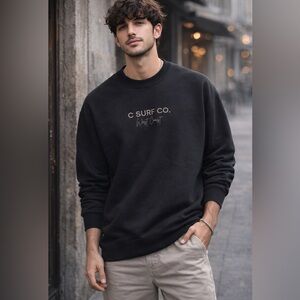 NEW C SURF CO CLASSIC CALIFORNIA WEST COAST EMBROIDERED CREWNECK SWEATSHIRT